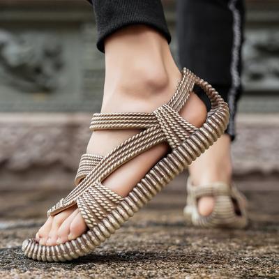 Men's Straw Sandals Mens Casual Shoes Personality Wear-resistant Sandal for Men Outdoor Beach Flip-flop Size Plus 36-45 Zapatos