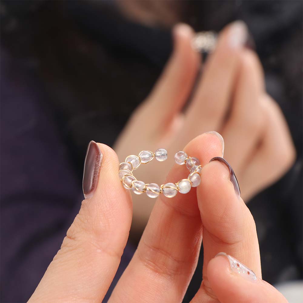 3PCS Finger Jewelry Colorful Beads Ring Light Luxury Opening Ring Trendy Round Bead Ring Women
