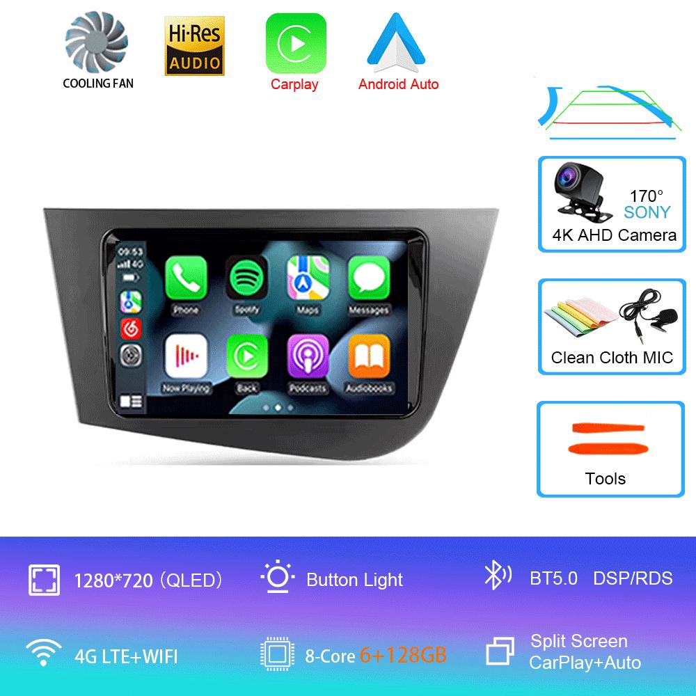Car Radio Android 14 Navigation Multimedia Player For Seat Leon 2 MK2 LHD 2005 - 2012 Carplay Auto Stereo wifi+4G Video Ai Voice