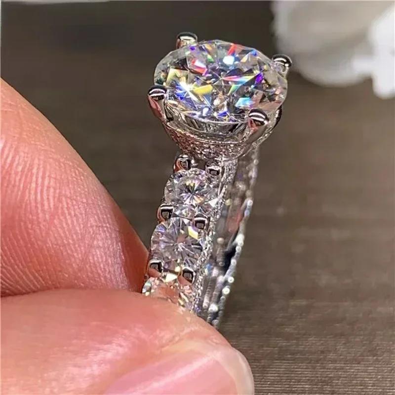 Luxury Fashion Full Brilliant Cubic Zirconia Eternity Promise Ring For Women Sparkling Engagement Wedding Jewelry