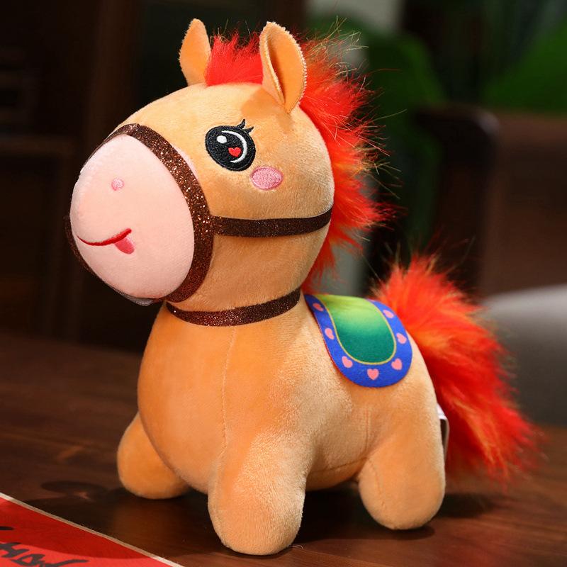 Année du Cheval mascotte poupée poney rouge feu pendentif Nouvel An poupée jouet en peluche zodiaque cheval réunion annuelle entreprise