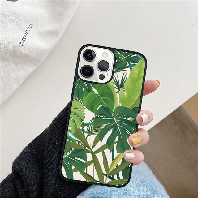 Monstera Leaves Palm Tree Flowers Phone Case Cover For iPhone 17 Air 15 16 Pro Max 14 13 12 11 Pro Max Plus