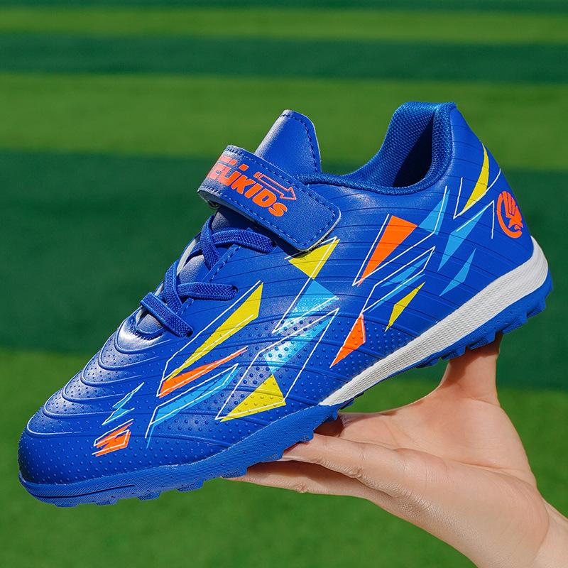 Children's football shoes Velcro shoelace buckle TF rubber sole artificial turf training shoes for primary school students