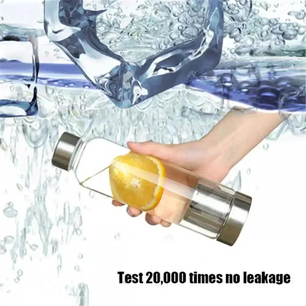 550ml Sports Glass Water Bottle Portable Bicycle Transparent Office Bottle High Temperature Resistant Water Bottle Drinkware