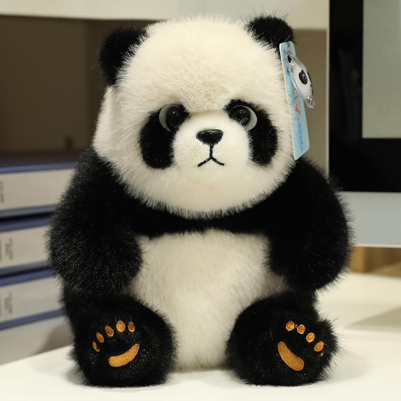 Cute simulation chubby polar bear doll plush toy black and white panda doll children's rag doll birthday gift