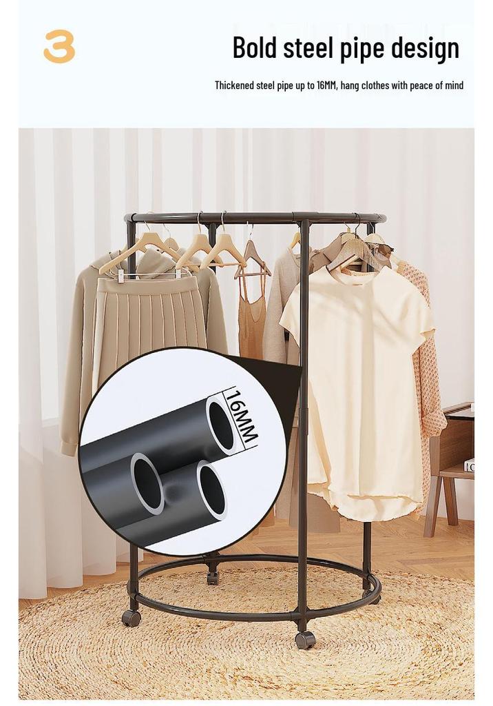 Rotatable Clothes Rack with Wheels, Multi-functional Wardrobe and Outdoor Display/Drying Rack