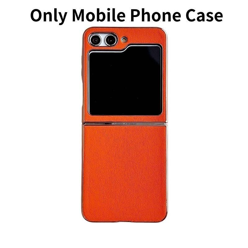 Durable Electroplated Leather Texture Phone Case For Samsung Galaxy Z Flip5 Anti-shock