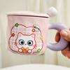 Small Fresh Cat Ceramic Cup for Home Use High Value Cartoon Mug with Cover Spoon Wedding Souvenir Gift Cup