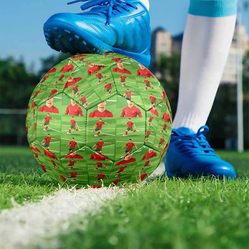 Cristiano Ronaldo Print Size 5 Soccer Ball, PU Wear Resistant Football for Match Training and Daily Practice, Birthday Gift for Soccer Fans