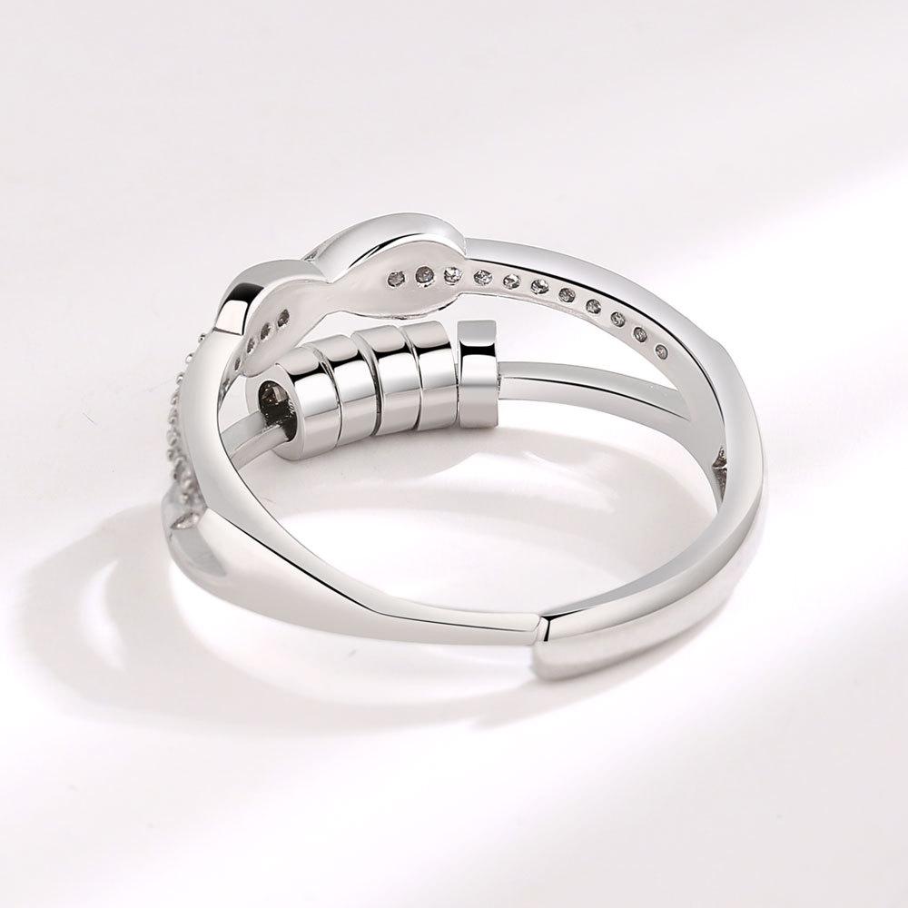 Luxury Infinite Love Adjustable Fidget Rings For Women Rotating Beads Crystal Anxiety Relief Spinning Ring Jewelry Anillos Mujer