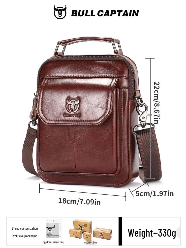 BULLCAPTAIN Herren Umhängetasche aus Rindsleder - Retro, Multifunktional, Kratzfest mit Rückenschutz