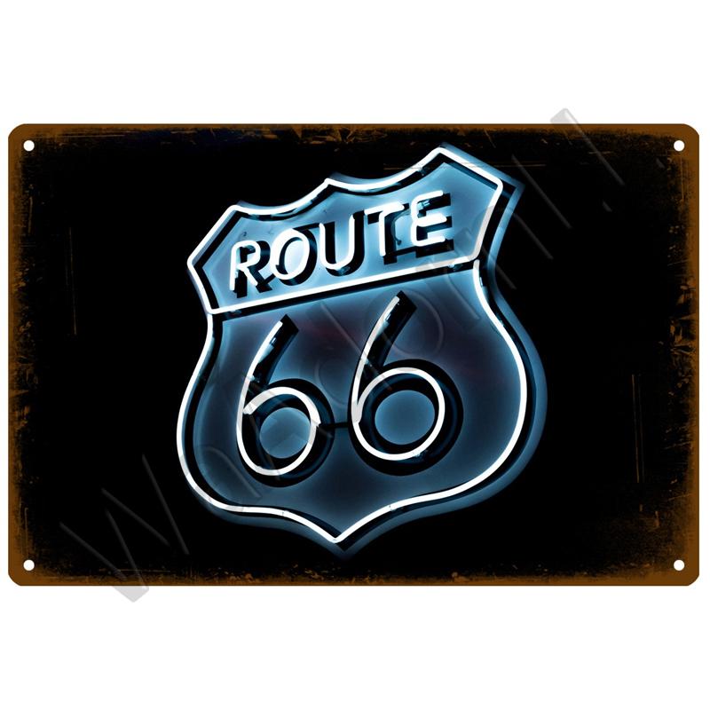 Route 66 Metal Sign House Plaque Metal Poster Tin Sign Plate Wall Posters Vintage Retro Aesthetic Room Decor Wall Art Decoration