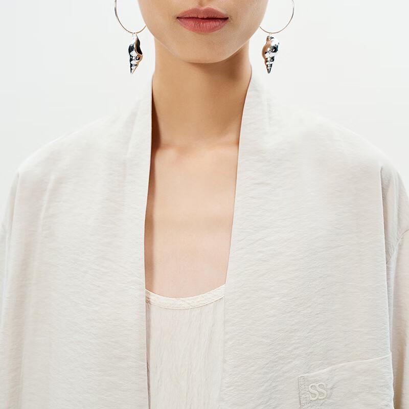 LESS 2025 Summer Loose Stand-Collar Long-Sleeve Shirt