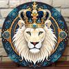 Vintage White Lion Rusty Crown Metal Sign 8x8in Wall Art Garage Bar Decor