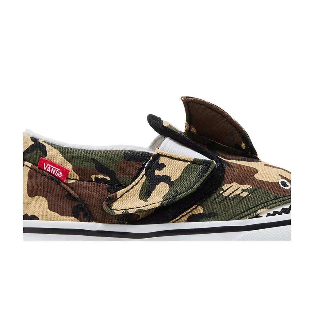 Vans Slip- V Toddler 'Camo Shark' (Unisex) Black / True White Toddler Shoes VN0A7Q4ZASB