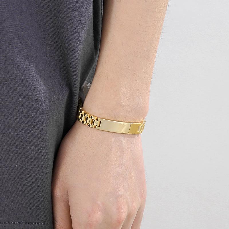 Personalized Curved Bracelet, Trend Lettering Adjustable Strap Chain Titanium Steel Men'S Bracelet