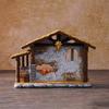 Crèche de Noël Maison Étable Hangar Statue Mangeoire Scène Sculpture Ornement Figurine Résine Cadeau Religieux Décoration Décor de Bureau