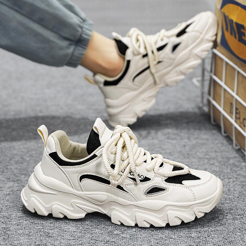 

Men s shoes 2025 new spring mesh platform men s sports versatile casual running height increase Xiaobai Daddy trendy shoes 44 бежевий