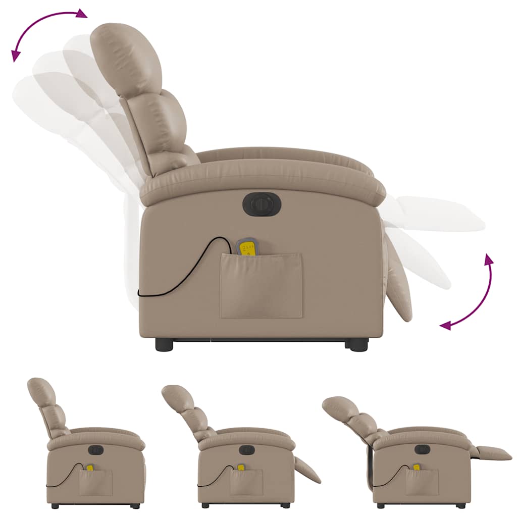 Electric Massage Recliner with Rising Function Cappuccino Faux Leather
