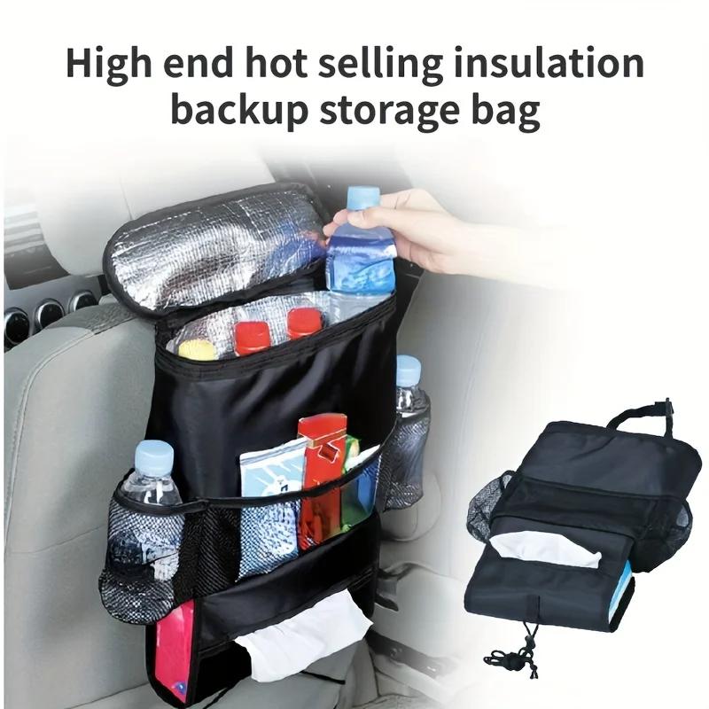 Car Seat Organizer Multi-Pocket Travel Insulated Drinks Holder Cooler Storage Bag Cool Wrap Bottle Bag with Mesh Pockets