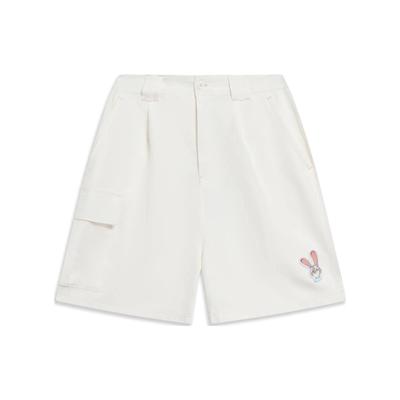 Li Ning X Disney Kollaboration Zootopia Serie Cartoon Bestickte Lockere Mid-Rise Casual Shorts Damen Shorts Off-White AKST246-1