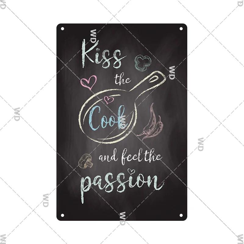Retro Tin Sign Kitchen Rules Food Iron Painting Wall Art Metal Vintage Plaque Metal Posters for House Home Dinning Room Decor