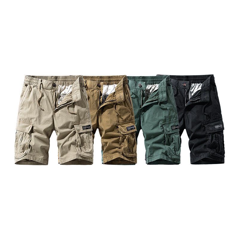 Summer Men's Japanese Retro Washed Cotton Multi-Pocket Workwear Casual Fashion Loose Large Size Five-Point Shorts Trendy