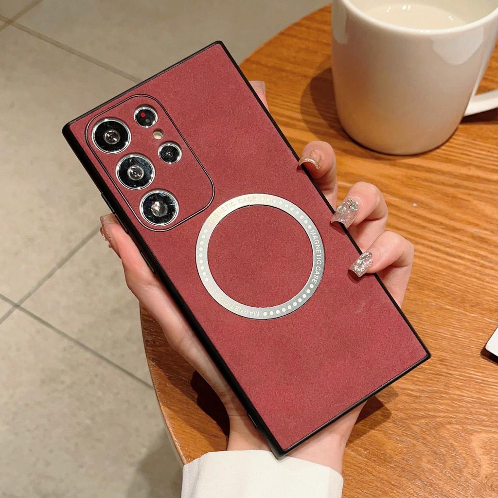 Etui na telefon Samsung S23ULR Magnetic Wireless Charging, etui ochronne z owczej skóry S22+ - pełna skorupa dla S23 Plus