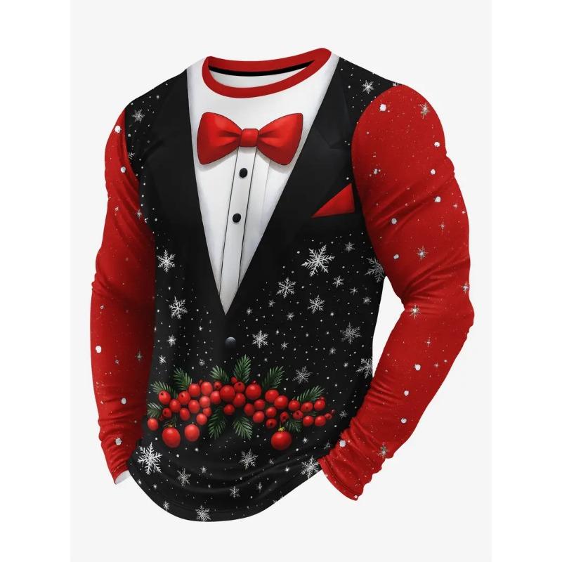 Christmas Series Man T Shirts 3D Funny Harajuku Printed Fashion Long Sleeve Round Neck Clothing For Men Casual Tops T-shirt