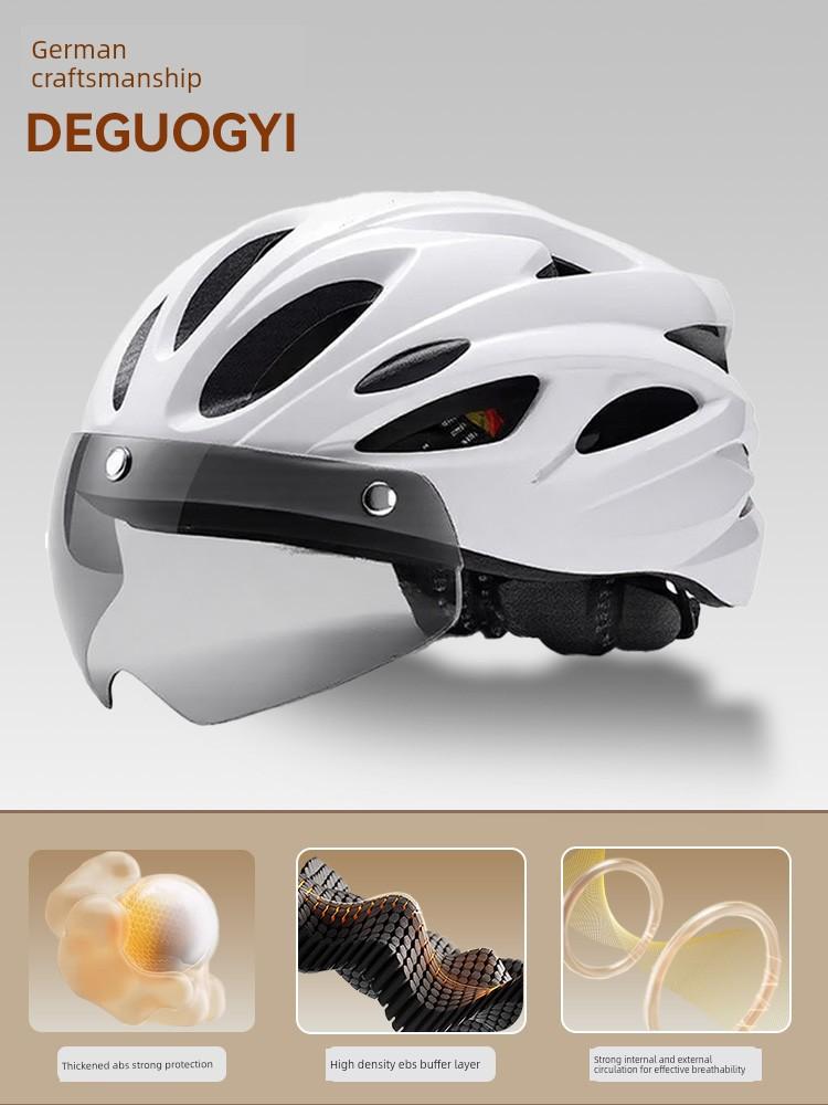Yu Zhaolin Bicycle Helmet with Integrated Goggles, One-Piece Riding Helmet for Men and Women, Mountain and Road Bike Safety Helmet