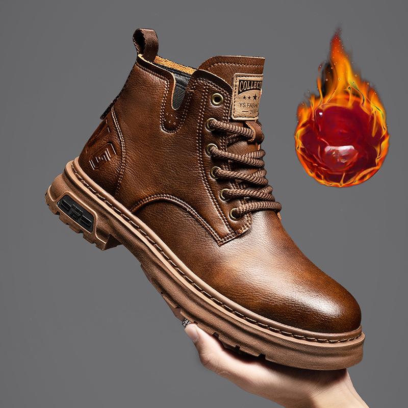 Luxusní pánské kotníkové boty Retro britské vysoké pánské boty Móda Vysoce kvalitní kožené boty Outdoor Pánské boty na motorku