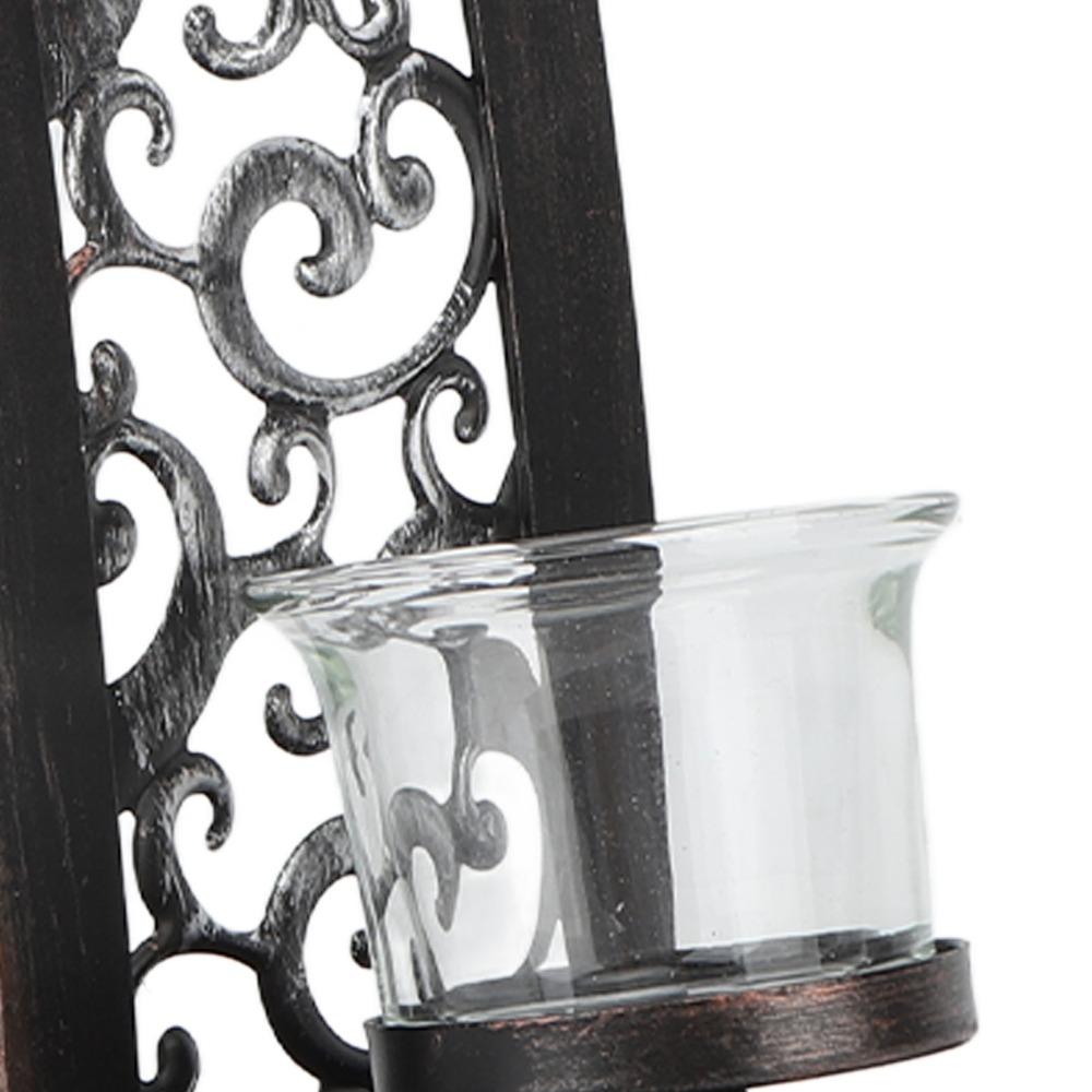 2pcs Balck Wall Candle Holder Iron Iron Wall Art Decorations Elegant Wall Candle Sconce for Office