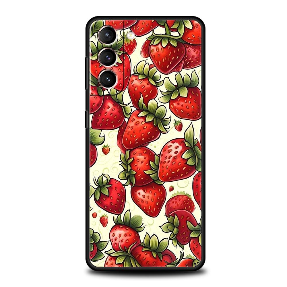 

Phone Case For Samsung Galaxy S25 Edge S24 S23 S22 S21 Ultra S20 FE 5G S10 S10E S9 Plus Soft TPU Cover Strawberry Flowers Print Galaxy S25 Ultra
