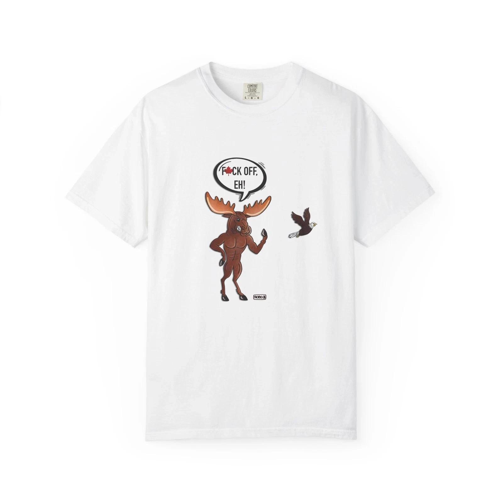 Funny Canadian Moose Graphic Tee | Humorous Unisex Short Sleeve T- Shirt L
