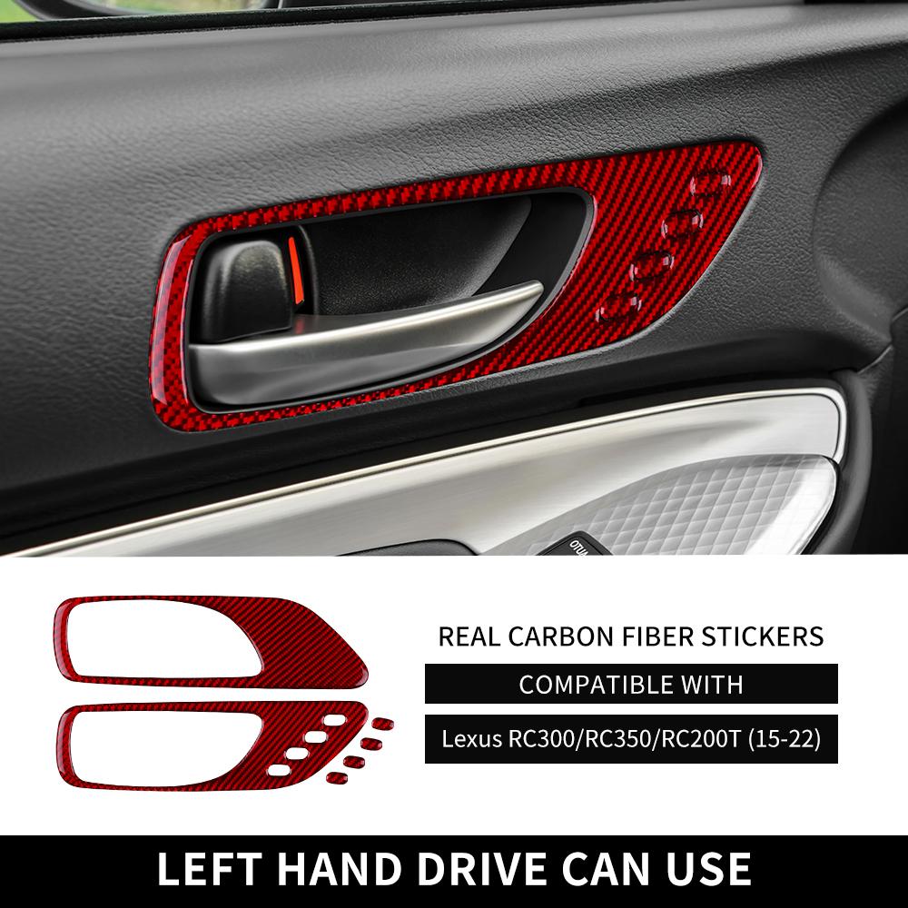 Interior Trim Sticker For Lexus RC300 RC350 RC200T 2015-2022 Real Carbon Fiber Car Door Handle Frame  Decoration