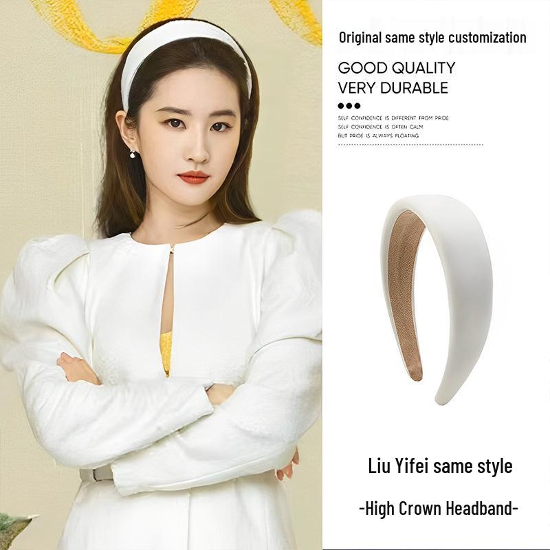 

Трендовая белая широкая кожаная повязка на голову 2025 слоновая кость