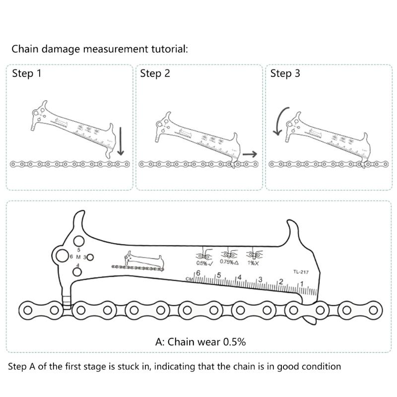 Mountain Bike Chain Gauge Measurement Ruler Bike Wear Checker Indicators Bicycles Chain Repair Tool Easy to Use