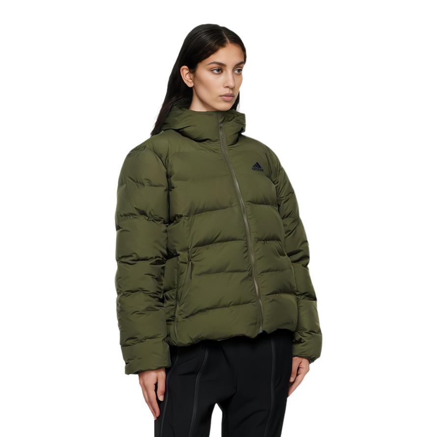 adidas Jednolity kolor Sporty outdoorowe Casual Wiatroodporna Ciepła Kurtka puchowa Kurtka damska Zielona GT9203