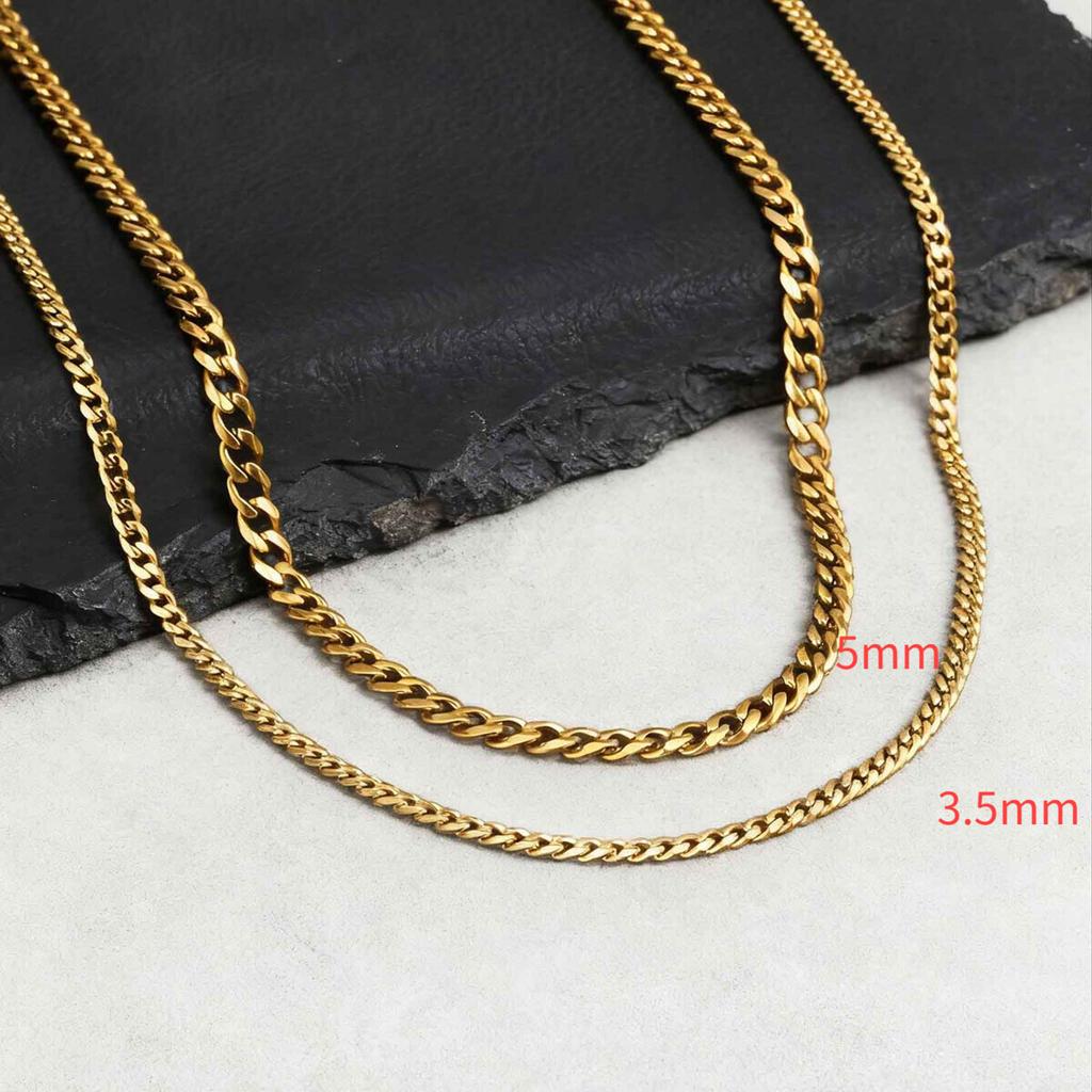 2pcs Trendy Chain Necklace for Men Boys,Stainless Steel Silver Gold Color Cuban Chain Collars,Box Chain Twisted Rope Chain Gift