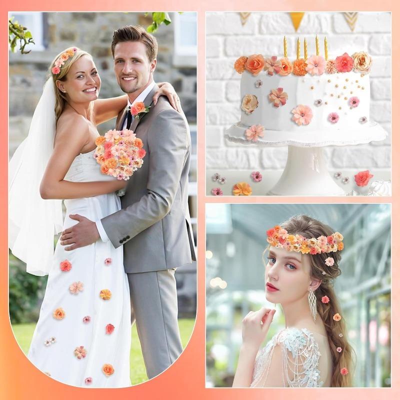 Rose Mixed Artificial Flowers Silk Fake Flowers Heads for Home Decor Wedding Decoration DIY Craft Garland Gifts Box Accessories