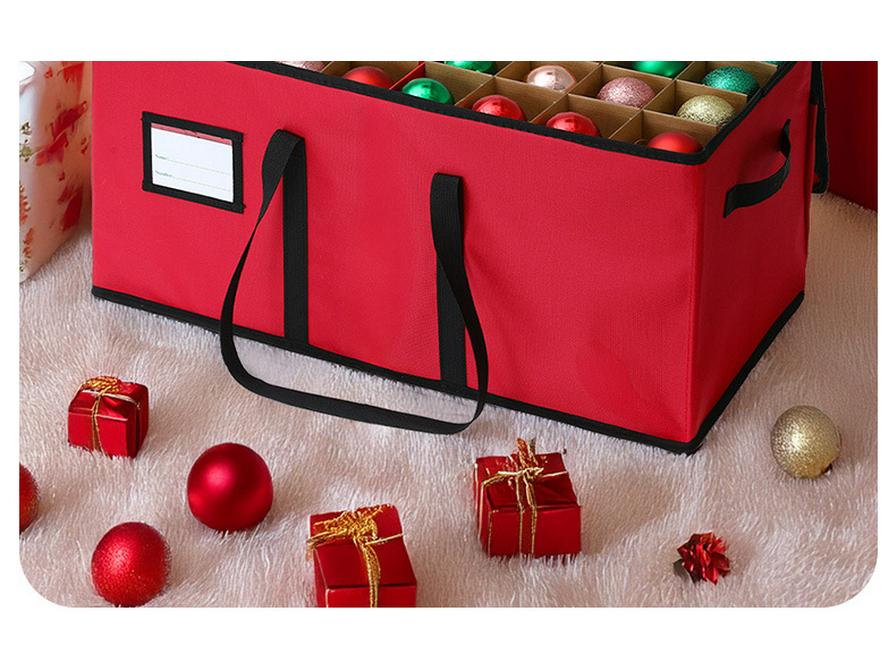 Foldable Oxford Cloth Christmas Ornament Storage Box with 128 Compartments