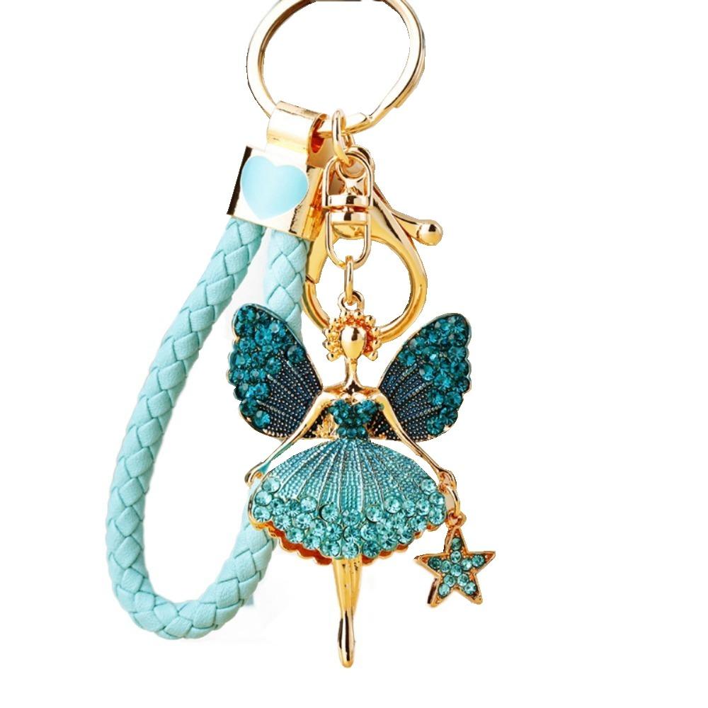 Metal Ballet Girl Keychain Zircon Car Key Ring Luxury Rhinestone Girl Pendant  Women