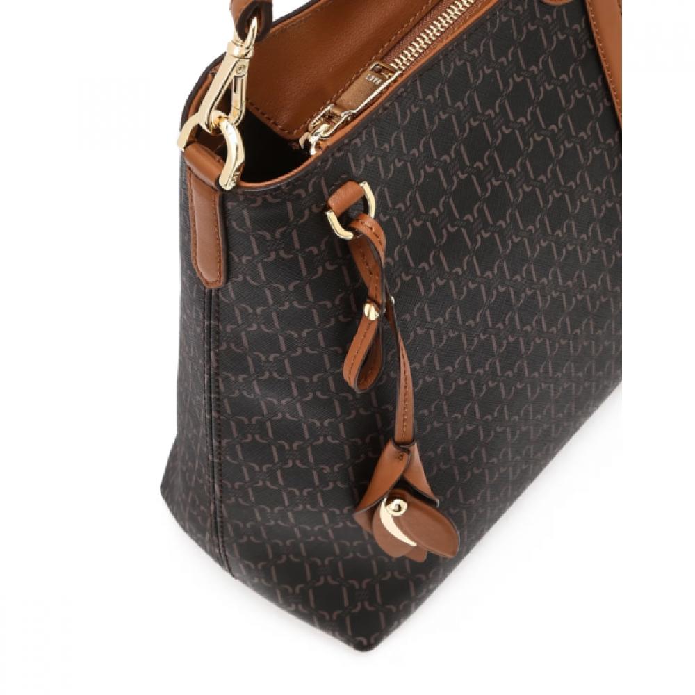 Daks Brown Dd Logo Leather Shoulder Bag Dcba6f864w3
