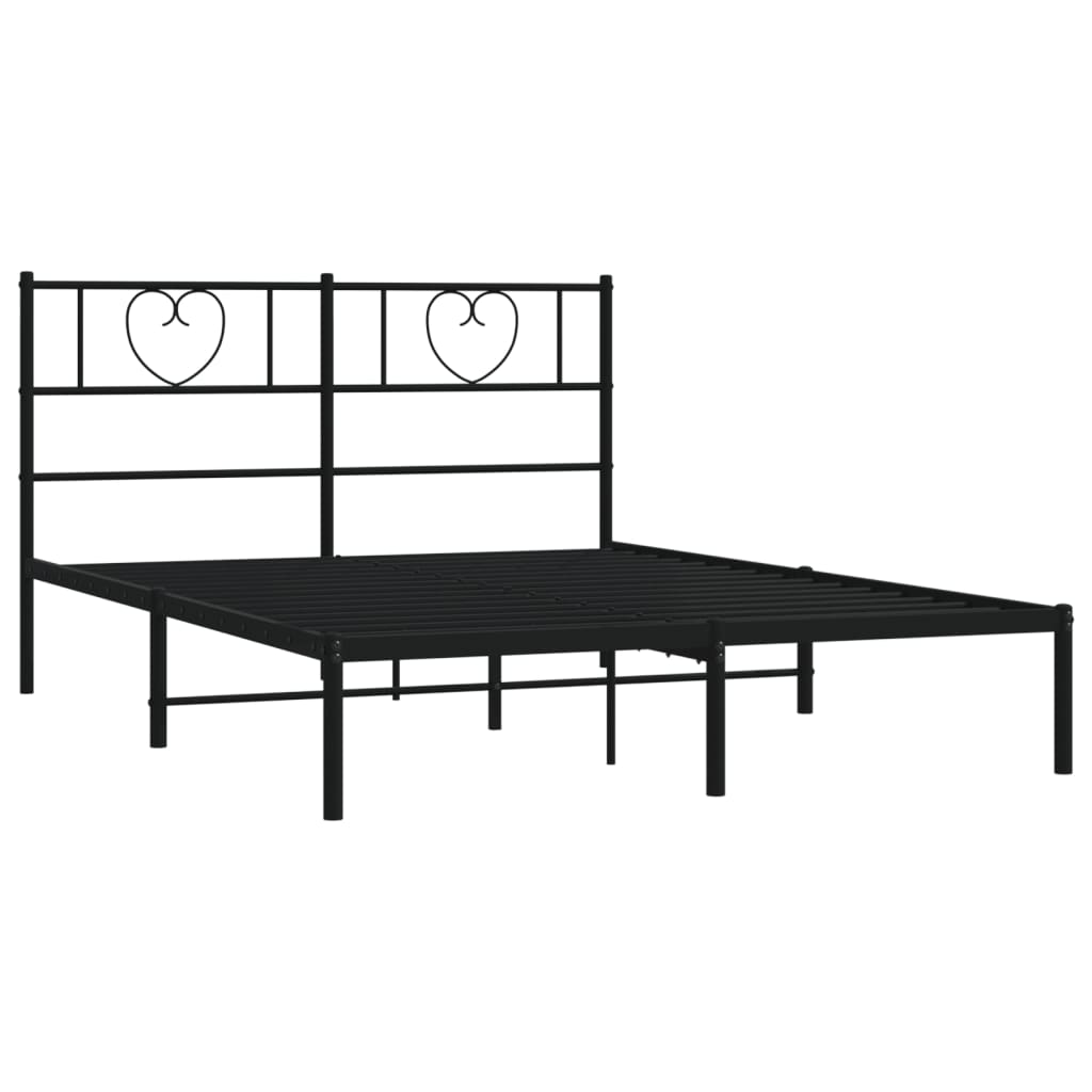 Metal Bed Frame with Headboard Black 120 X 200 Cm