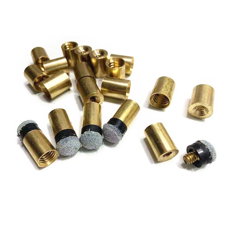 10Pcs Billiards Cue Pool Tip Replacement Coppers PU Leather Pool Cue Tip  Cue Tip with Cue Stick Ferrules