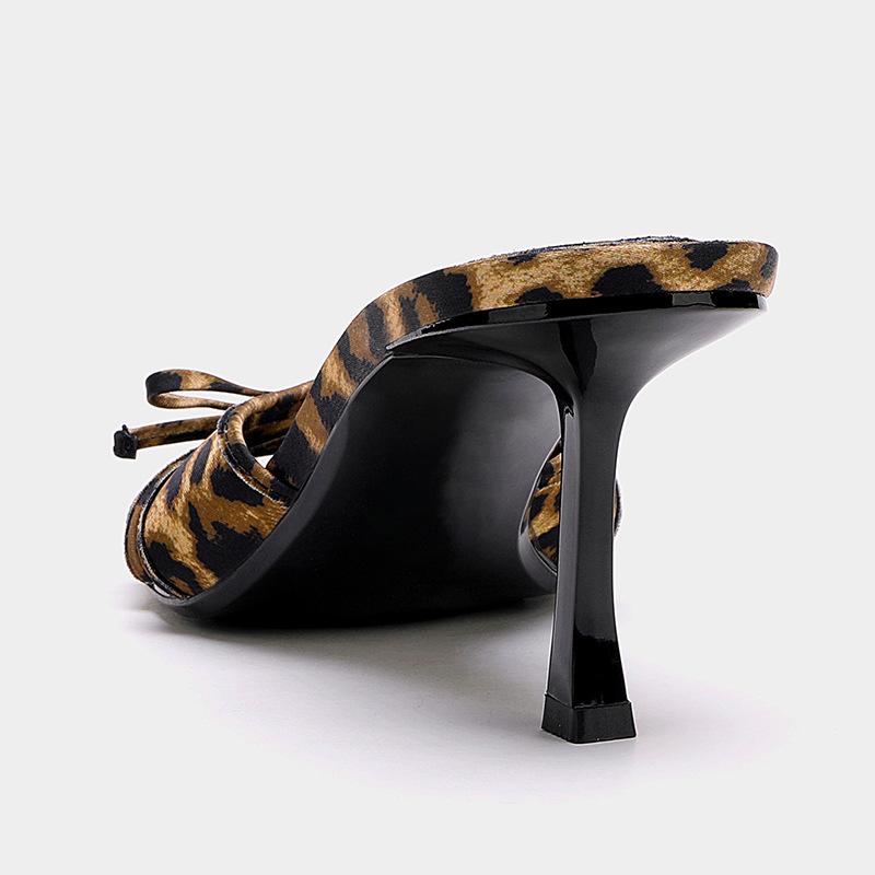 New Luxury Leopard Pattern Women's High Heel Sandals with Thin Heels Fashionable and Trendy Casual Sandals Classic Women's Shoes