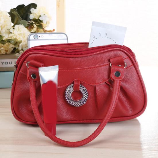 Geantă de mână de culoare solidă pentru femei, din piele artificială, geantă de umăr