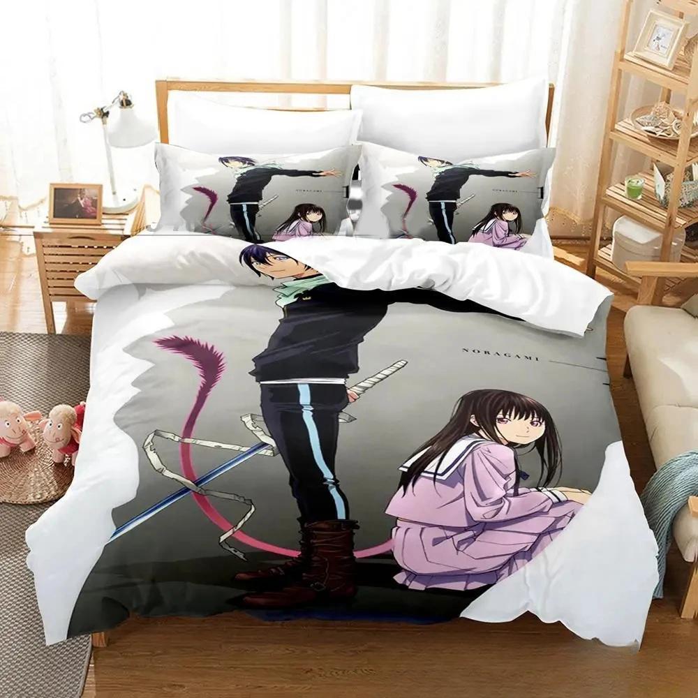 3D Print Anime Noragami Bedding Set Duvet Cover Bed Set Quilt Cover Pillowcase Comforter King Queen Size Boys Adult Home Textile