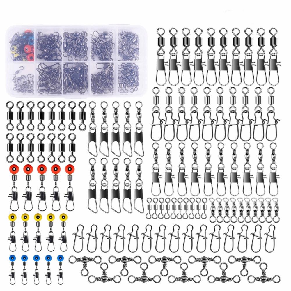 115PCS Ball Bearing Swivel Fishing Swivels Kit Fishing Connector Set  Saltwater Fishing
