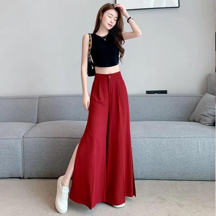 Women s Summer Split Drape Wide-Leg Pants - Slimming, Versatile Casual Design S